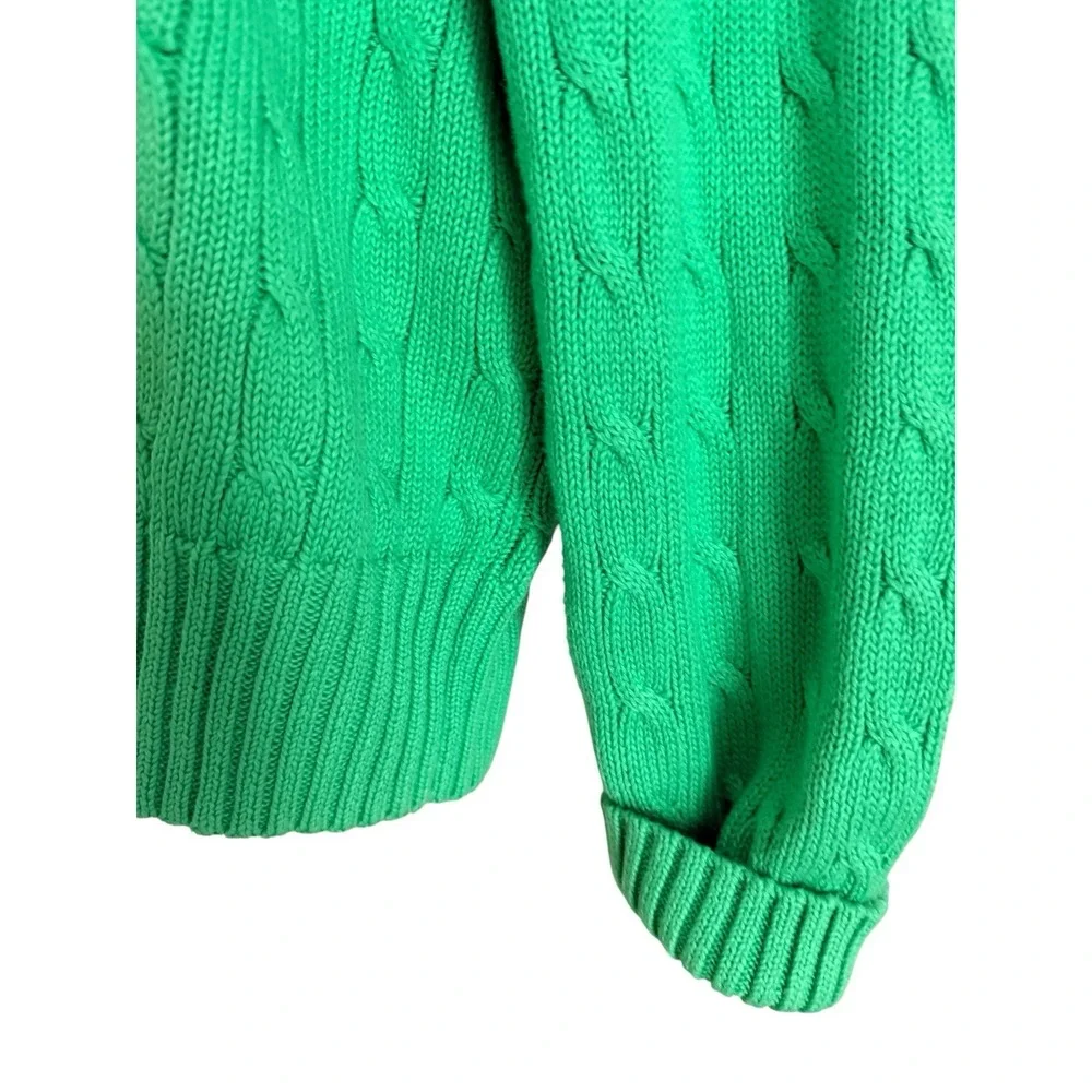 Vintage Polo Ralph Lauren Men Sweater XL Crewneck Cable Green Purple Pony Preppy